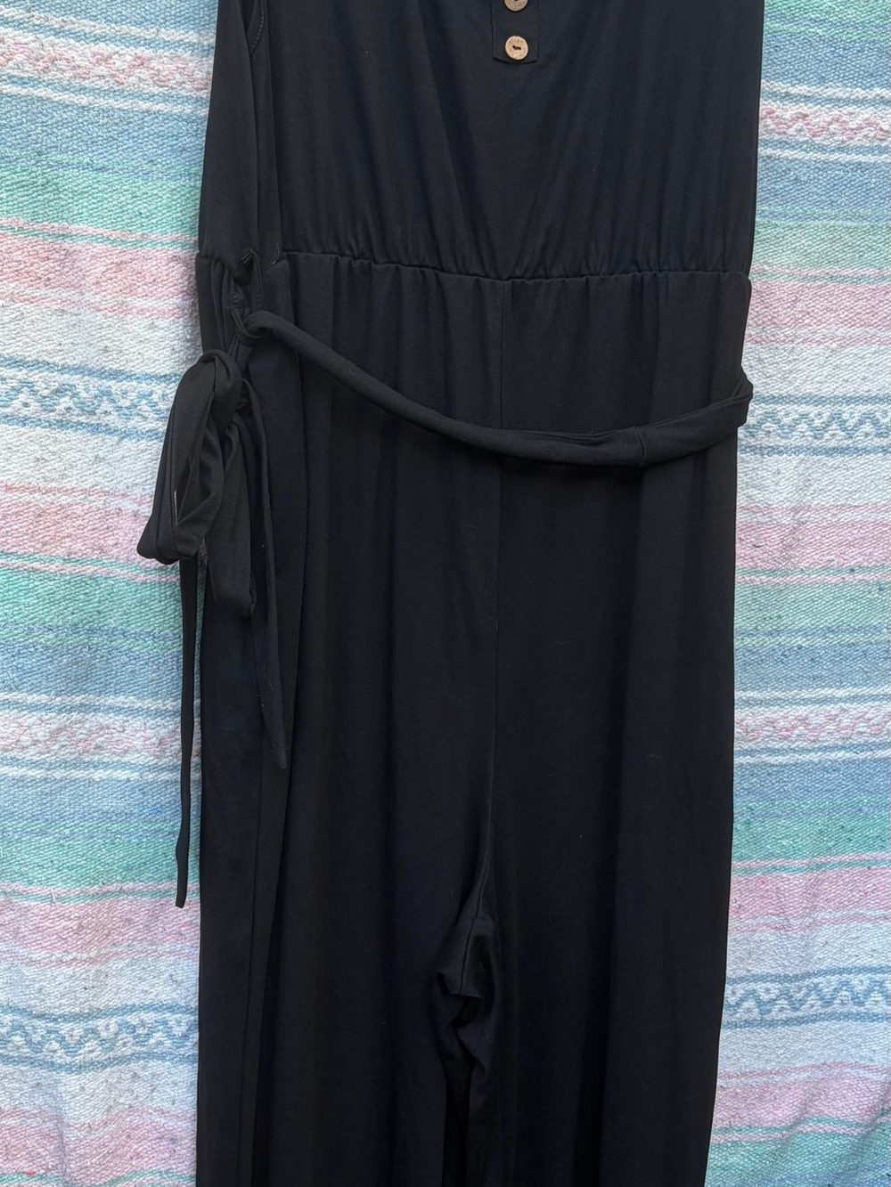 Sleeveless Black Tie-Waist Jumpsuit